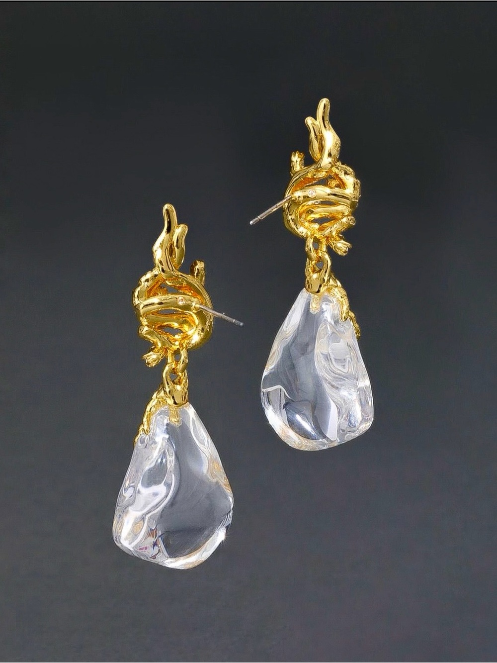 ALEXIS BITTAR Liquid Vine Lucite Small Raindrop Earrings - Picture 3 of 5